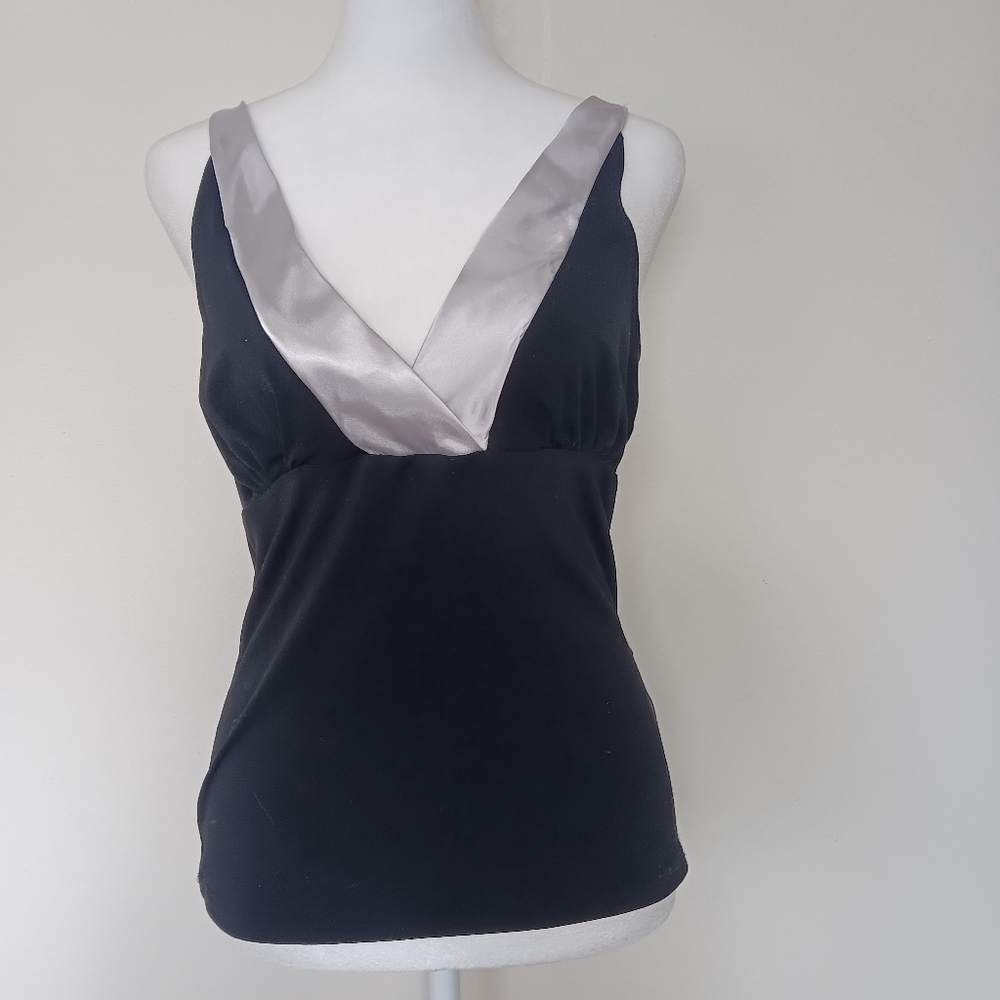 los angeles express plus size black and white v neck dress cami